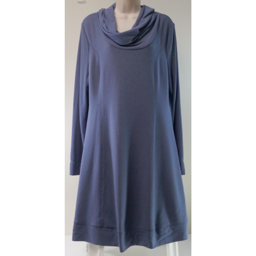Spense jersey shirt Sheath Midi Dress Cowl Neckline long sleeve blue XL